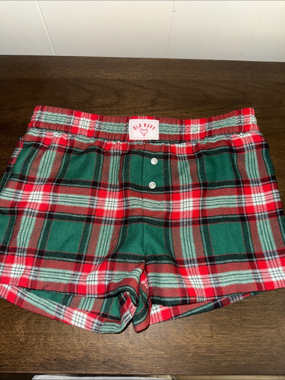 Old Navy Red and Green Plaid Lounge Shorts